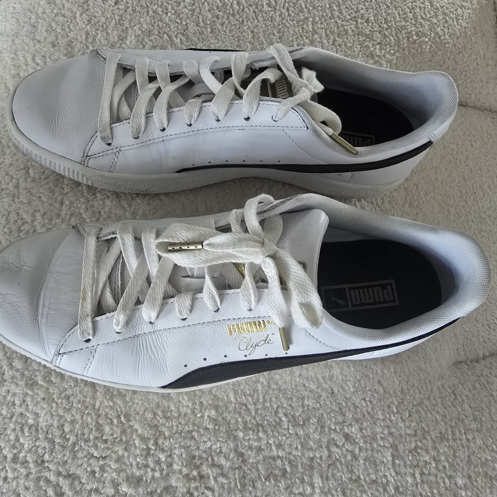 Puma Clyde Core, Gold Foil, Men's Black & White Sneakers SZ 10 - Picture 3 of 12